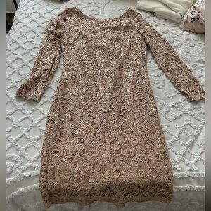Beaded bodycon nude dress